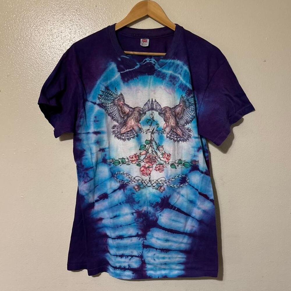 Vintage 80s Lisa Chapman Art Tie Dye Single Stitch Hanes Graphic T-Shirt Size XL